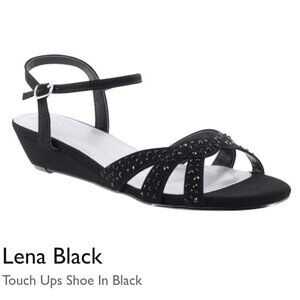 Benjamin Walk Touch Ups Lena Wedge Sandals Black Size 9 W Wide New Crystals